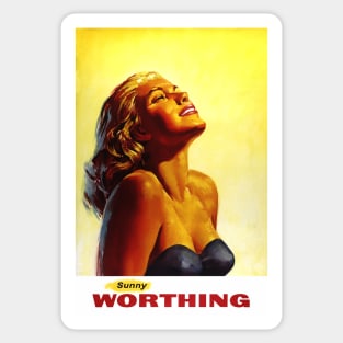 Vintage Travel Poster England Sunny Worthing Sticker